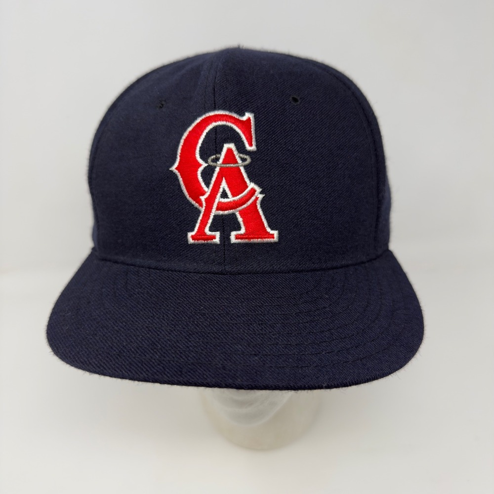 Vintage California Angels‎ New Era 5950 Pro Model Fitted Hat Navy Wool 7 1/8 USA